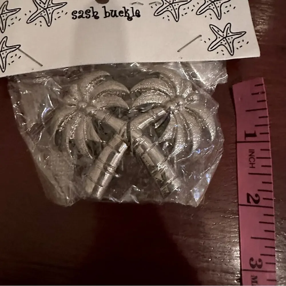 Sash Buckle Palm Trees Silver Metal Belt Buckle NWT Novelty